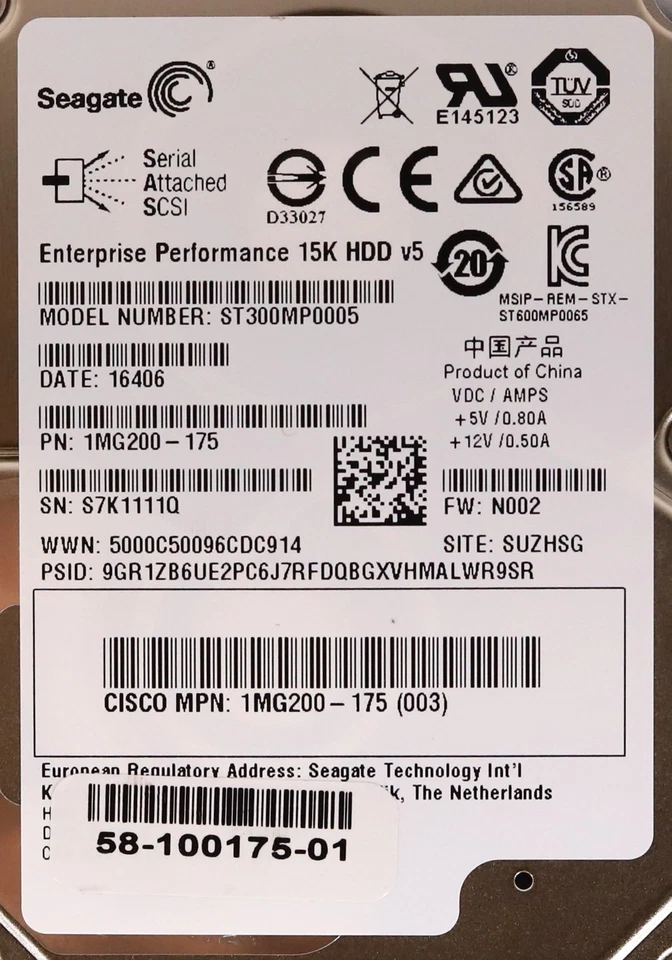 Seagate ST300MP0005 300GB 2.5" 12Gb/s 128MB SAS Drive W/Caddy P/N: 1MG200-175 - Image 2 of 2