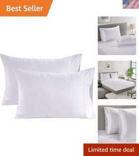 100 Organic Cotton Pillow Cases - Standard Size Set of 2 20"x26" - Soft Whit...