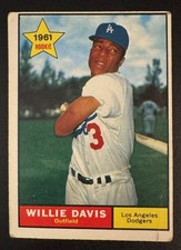 1961 Topps Willie Davis #506, Los Angeles Dodgers Rookie Card. rookie card picture