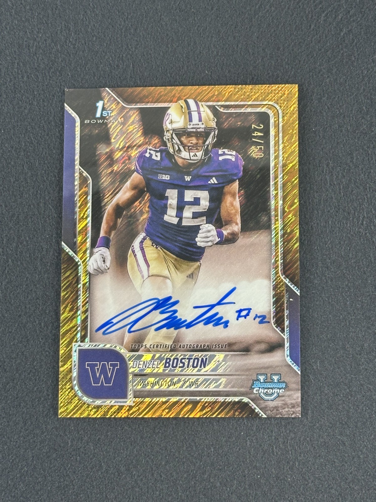 2025 Bowman Chrome U DENZEL BOSTON 1st Bowman Gold Shimmer Auto /50 Washington