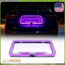 Universal For Car Pickup Neon Led License Plate Frame Light Front Rear Tag Cover
