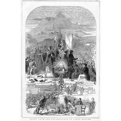 ST PATRICKS DAY Darstellung von James Mahony - antiker Druck 1847