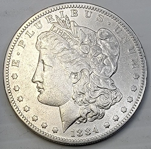 1884-S MORGAN SILVER DOLLAR IN GOOD-QUALITY CONDITION, DETAIL - VF