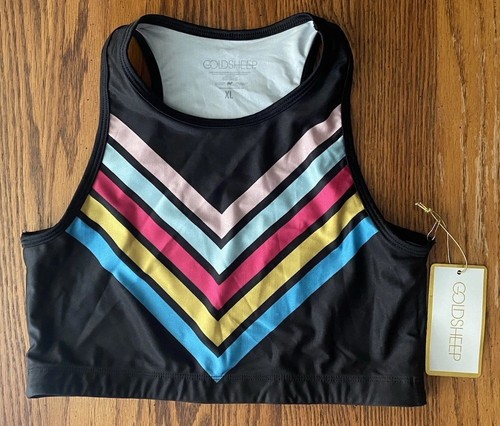 NEW Goldsheep Girls Clothing Activewear Sports Bra Size XL, Black Striped