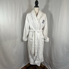 Vintage Big Dogs Terry Cloth Robe One Size White Cotton Embroidered Made Turkey