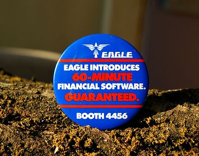 Eagle Introduces 60-Minute Financial Software Guaranteed 2 1/2'' Button