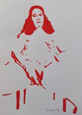 Unique erotic painting nude woman acrylic on paper 21x30cm original