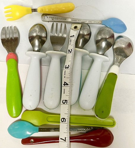 11 Baby Spoons Toddler Eating Utensils Metal/Plastic 8 Spoons And 3 Forks - Picture 13 of 15