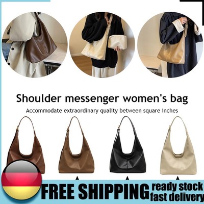 2 pcs Women PU Leather Shoulder Bag Magnetic Closure Tote Bag Large Handbag