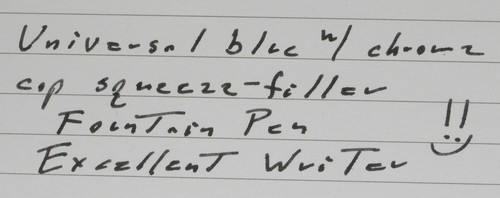 Universal Blue w/Chrome Cap Squeeze Filler Fountain Pen - 1950's - Medium Nib - Picture 6 of 6