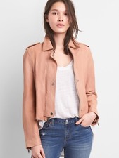 Nwt Gap Cropped Leather Jacket, Soft Pink Size M #230621 N0110