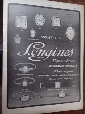 LONGINES UHREN + GRAND DEPOT E. BOURGEOIS Pub Papier ILLUSTRATION WEIHNACHTEN 1913