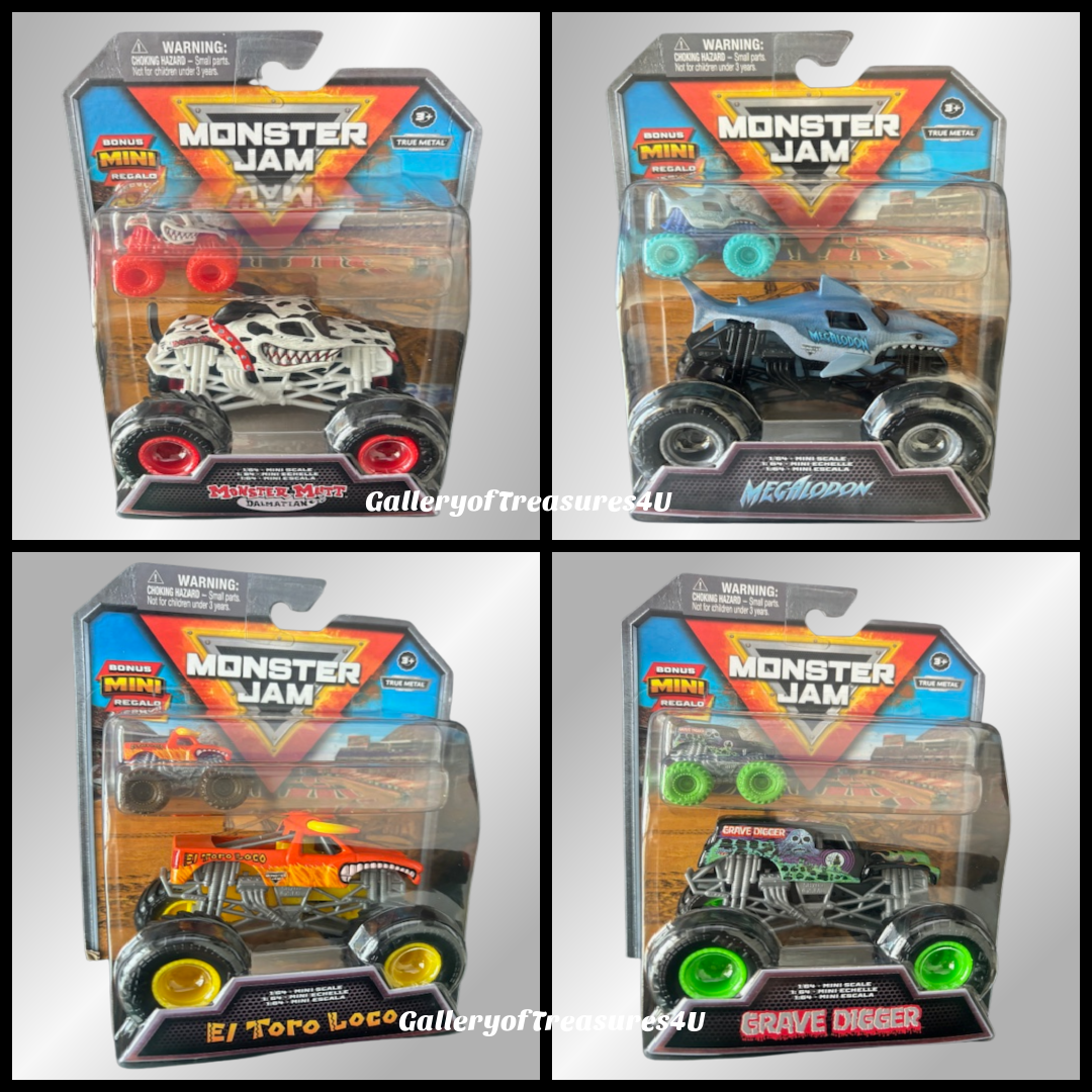 Monster Jam Bonus Mini Mutt Dalmation Megalodon Grave Digger El