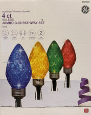4 GE StayBright Random Sparkle Jumbo G-90 LED Pathway Lights