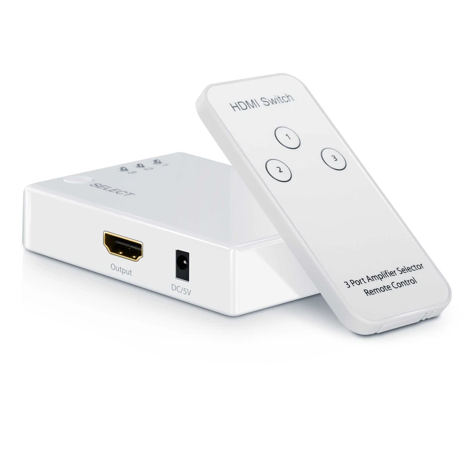 CSL 3D Full HD HDMI-Switch mit Fernbedienung & Verstärker | 3-Port-Umschalter - Bild 2 von 4