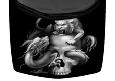 Dragon Lion Skull Truck Hood Wrap Vinyl Car Graphic Decal Grayscale 58