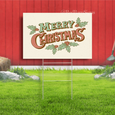 Vintage merry Christmas lettering yard sign