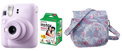 Fuji Instax Mini 12 Lilac Purple Lila inkl Tasche + Instax Film 20 Aufnahmen