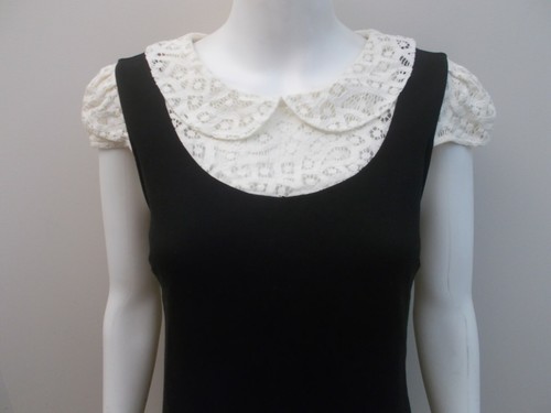 REVIEW BLACK/WHITE CAP SLEEVE DRESS SIZE 8 (#P1396) - Picture 3 of 3
