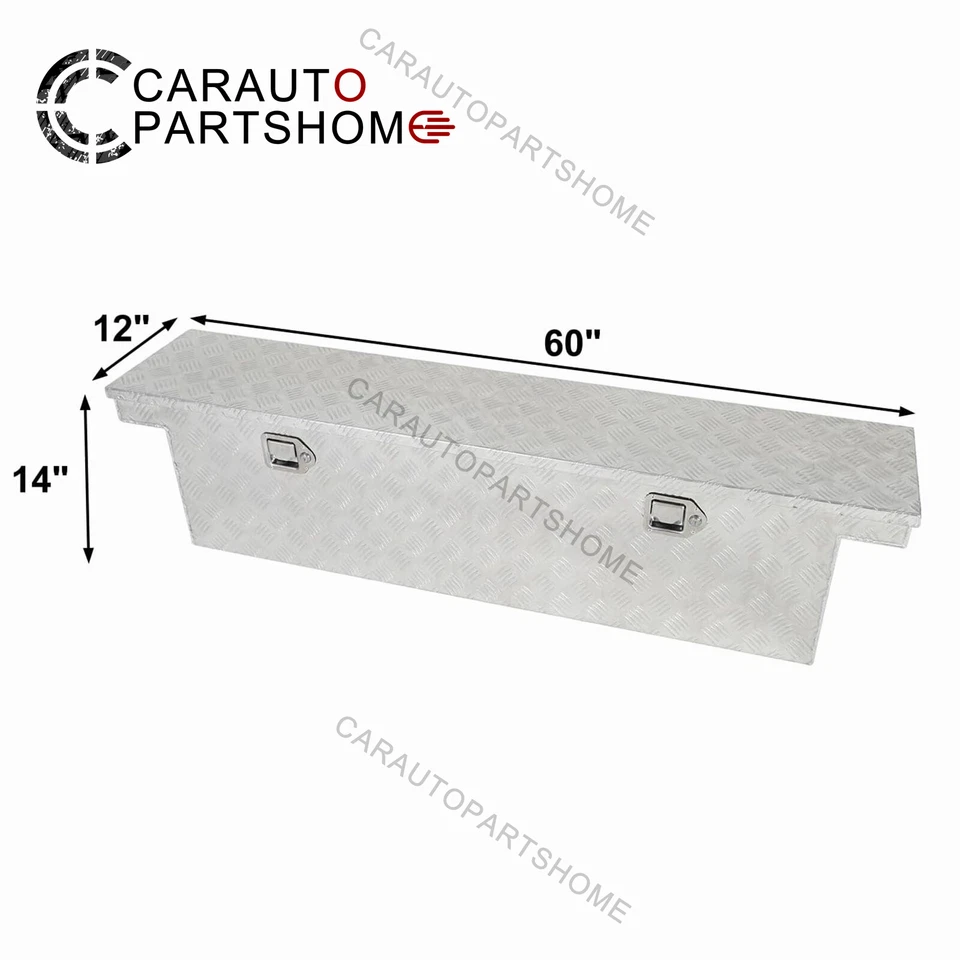 60 Inch Sliver Aluminum Truck Tool Box w/ Lock Key Heavy Duty Storage Organizer Foto 2 de 4