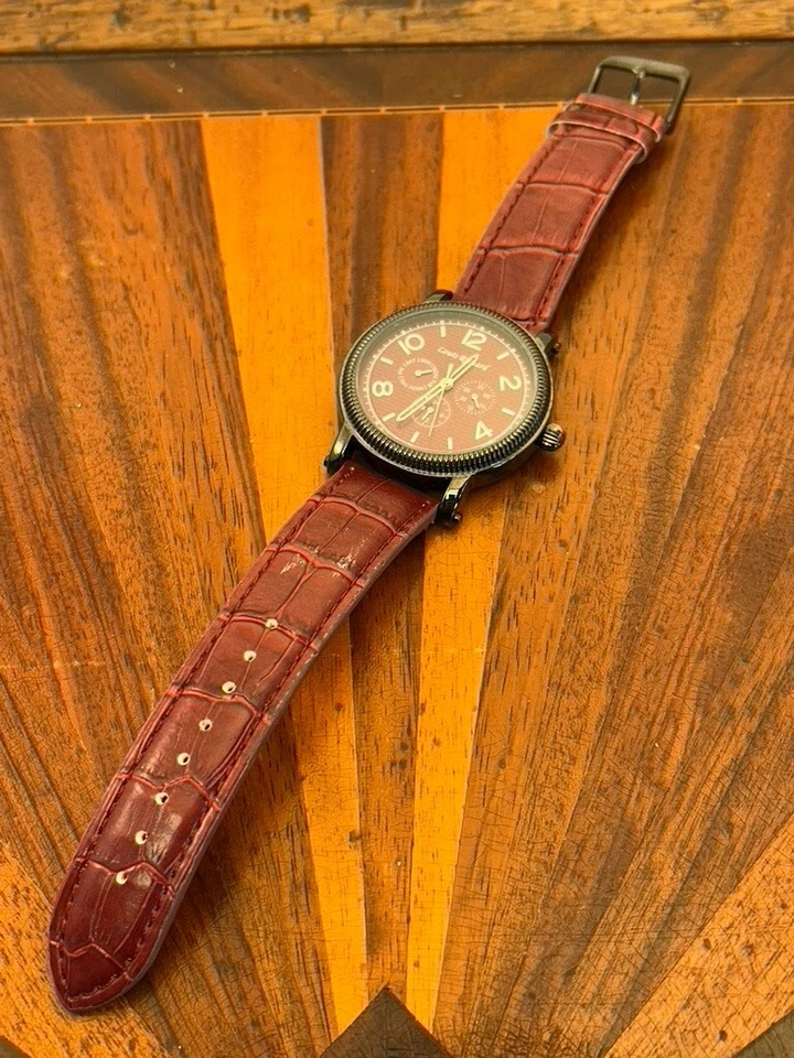 Reloj Louis Richard Hombre Cronógrafo Esfera Ladrillo Rojo 45mm Batería Nueva Foto 2 de 4