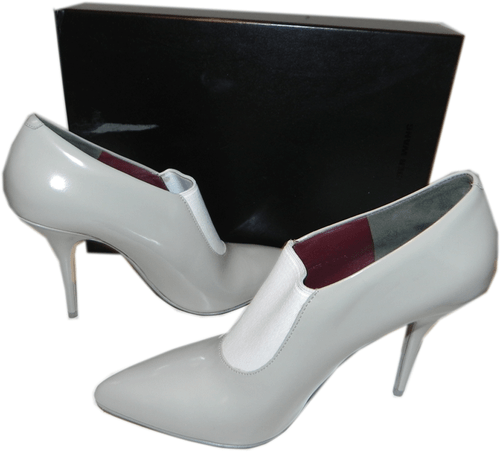 Sz 38 Alexander Wang Pumps Boots NATASA Sweatshirt Booties Pointed Toe Gray - Picture 2 of 7