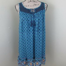 Red Camel Dress Womens XS Boho Blue Sleeveless