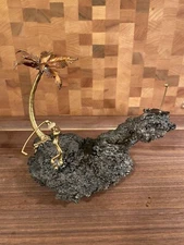 Golf Art Lava Rock & Metal Copper Sculpture Palm Tree Volcanic Rock  Hawaiian