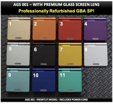 Nintendo Game Boy Advance GBA SP System AGS 001 Front-lit Model GLASS Pick Color