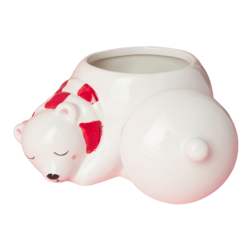 MAGENTA6.5in Ceramic Blushing Polar Bear Canister eBay