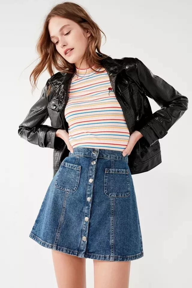 Button front top skirt petite