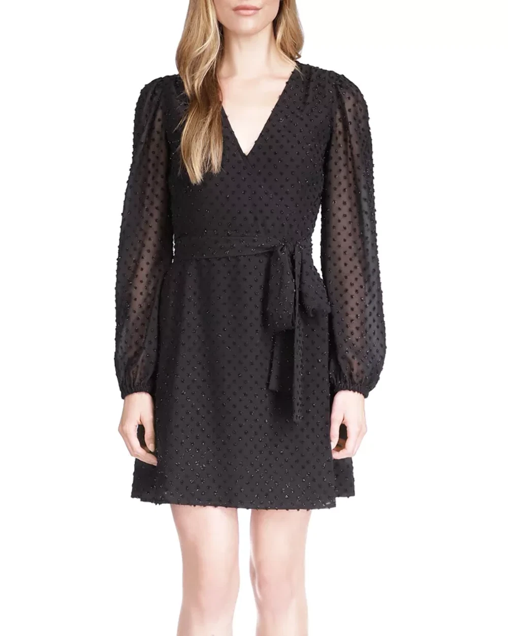 MICHAEL KORS Swiss Dot Wrap Mini Dress 1B 2003