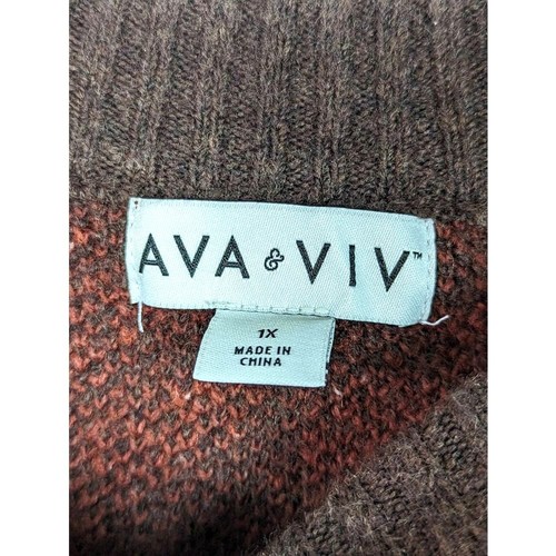 AVA & VIV Squishy Knit Stretchy Artsy Boho Animal Pattern Soft Sweater Size 1X - Picture 4 of 5