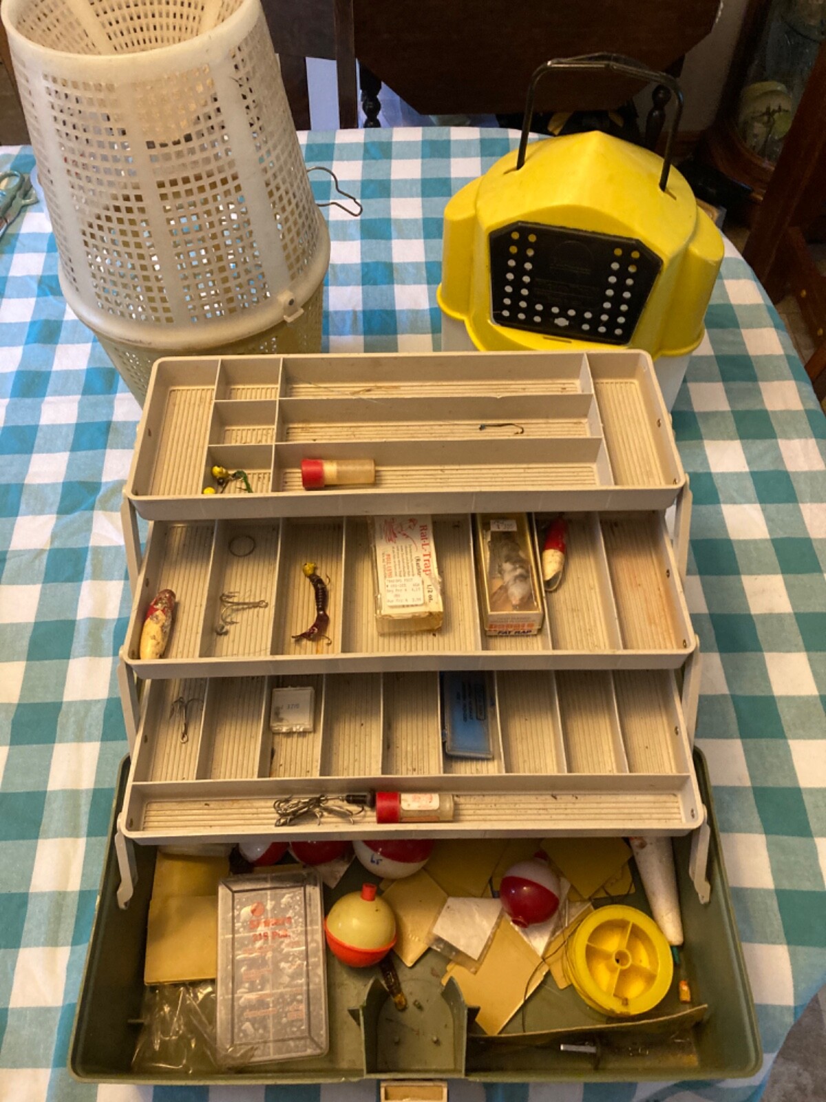 Fishing Lot of 3. Tackle Box w/ Tackle, Minnow Bucket, Minnow Trap. eBay