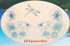 Morning Glory and Dragonfly Etched Window Decal 16x10 STATIC CLING Floral Decor