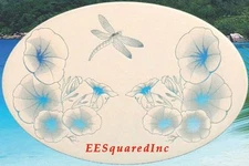 Morning Glory and Dragonfly Etched Window Decal 16x10 STATIC CLING Floral Decor