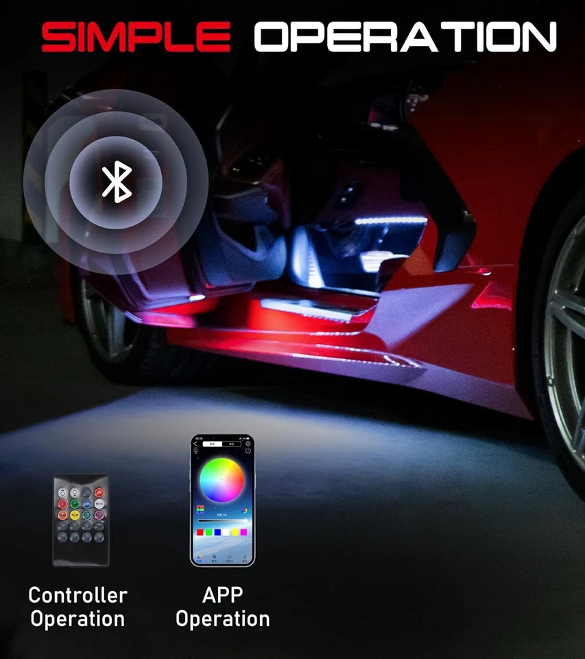 Luces LED RGB C8 para Corvette C8 Stingray Z51 Z06 E-Ray 2020-2025 (Bluetooth) Foto 2 de 4