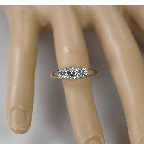 14K White Gold 1.02tcw 3 stone Diamond Ring - Picture 5 of 6