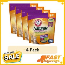  4 pack ARM  HAMMER Naturals Clumping Cat Litter With Corn Fibers, 9 lbs