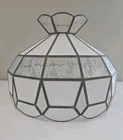 Vintage Tiffany Style Stained Glass White Slag Glass Clear Ceiling Hanging Lamp