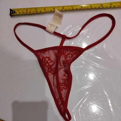 Cupshe Red G-String Thongs See Through Lace T-Back Panties Underwear new