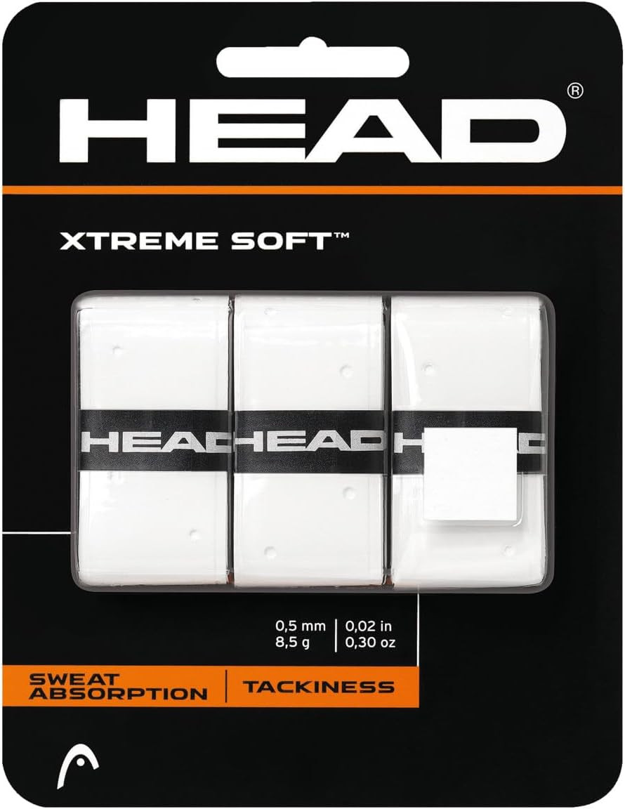 HEAD Xtreme Soft Racquet Overgrip 3 Pack for Tennis Pickleball Sports - White