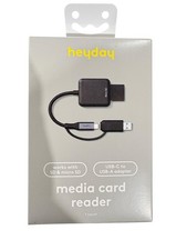Heyday, 90MB/s Card Reader, USB, USB-C Connectivity, Black
