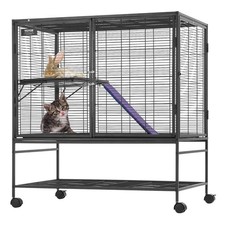 39" Rolling Metal Ferret Cage, Large 2-Tier Critter Nation Cage, Small Animal Ca