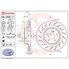 Brembo Prime Line Uv Coated Vented Brake Disc - Drilled 09.c502.11 Fits Mercedes