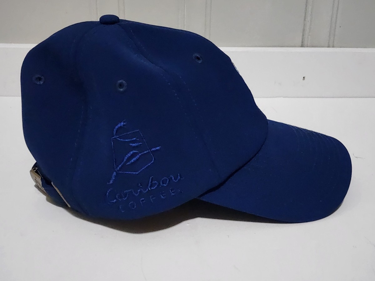 Caribou Coffee Hat Cap Strap Back Blue Baseball Embroidered 