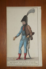 BELLE GRAVURE COULEUR PORTRAIT COSTUME THEATRE HOMME MILITAIRE MODE COMEDIE 1800