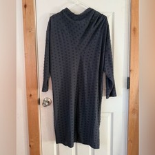 Charcoal Black Midi Dress Swiss dot Rouged Neck