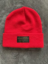 Filson Ballard Watch Cap Beanie Hat Acrylic Knit Bright Red Made In USA Rare