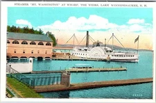 Postcard PIER SCENE Lake Winnipesaukee New Hampshire NH s/20 AM1433